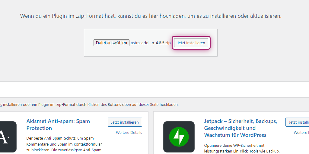 Pro Plugin jetzt installieren