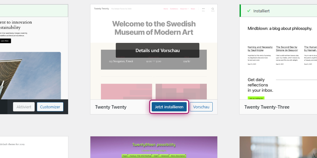 WordPress Theme installieren