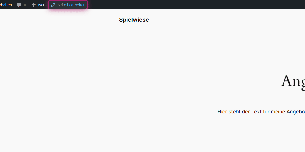 WordPress Seite bearbeiten