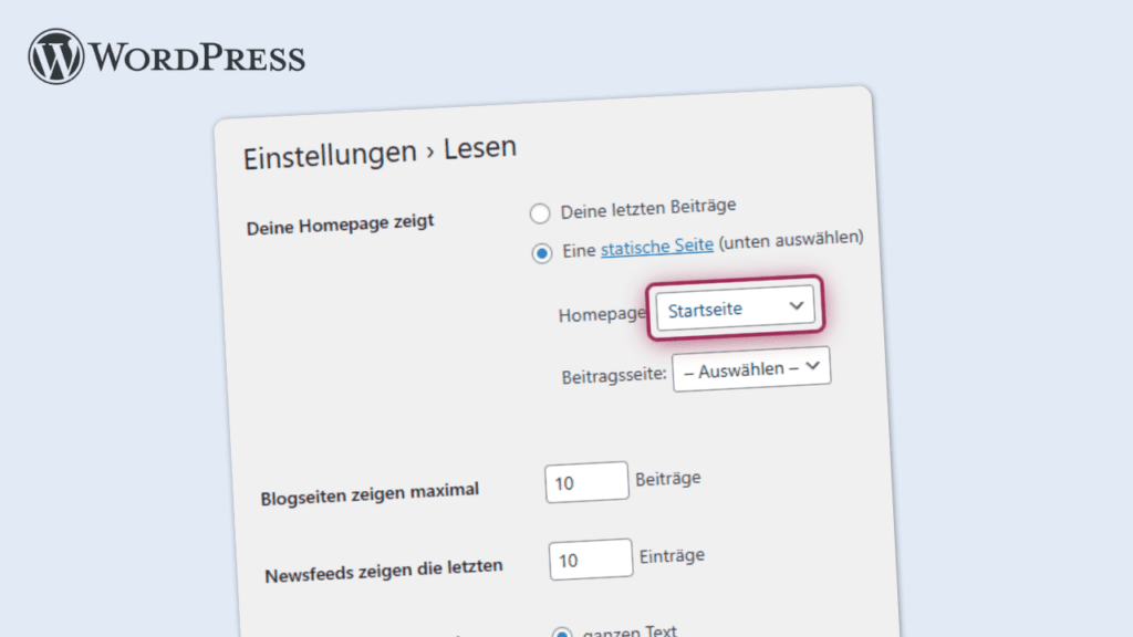 WordPress Startseite festlegen